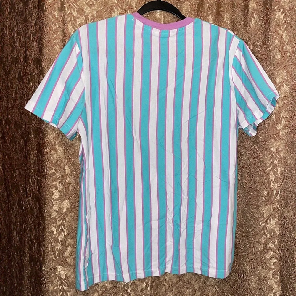 Nickelodeon Purple & Teal Striped Tee. Size Medium. - Picture 3 of 5
